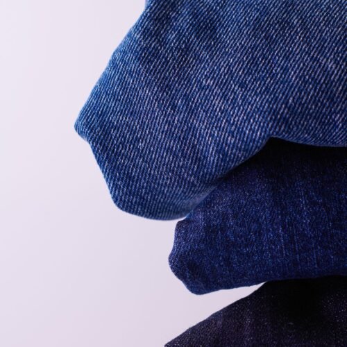 High-waist blue jeans