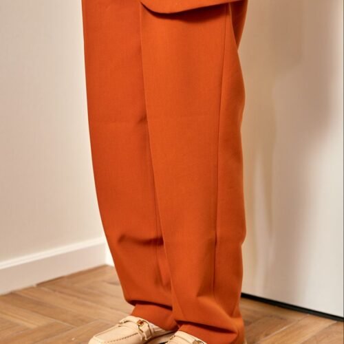 Rust wide-leg trousers