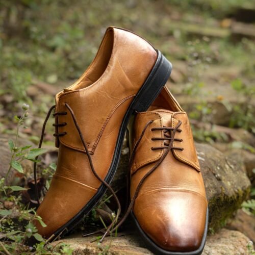 Tan derby shoes