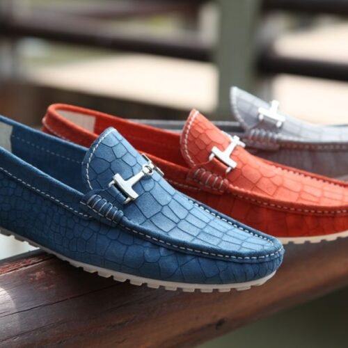 Colourful leather loafers